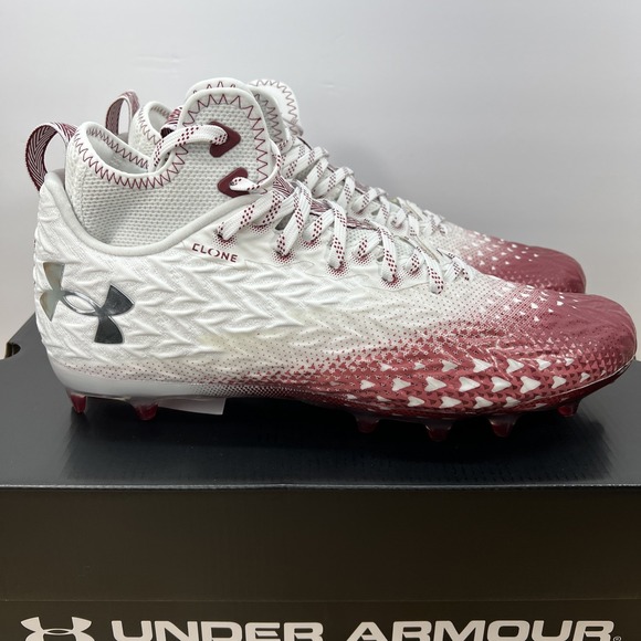 Under Armour Men's 11 Spotlight Clone 3.0 MC Football Cleats 3026334-107 WHT/RED - Picture 6 of 12